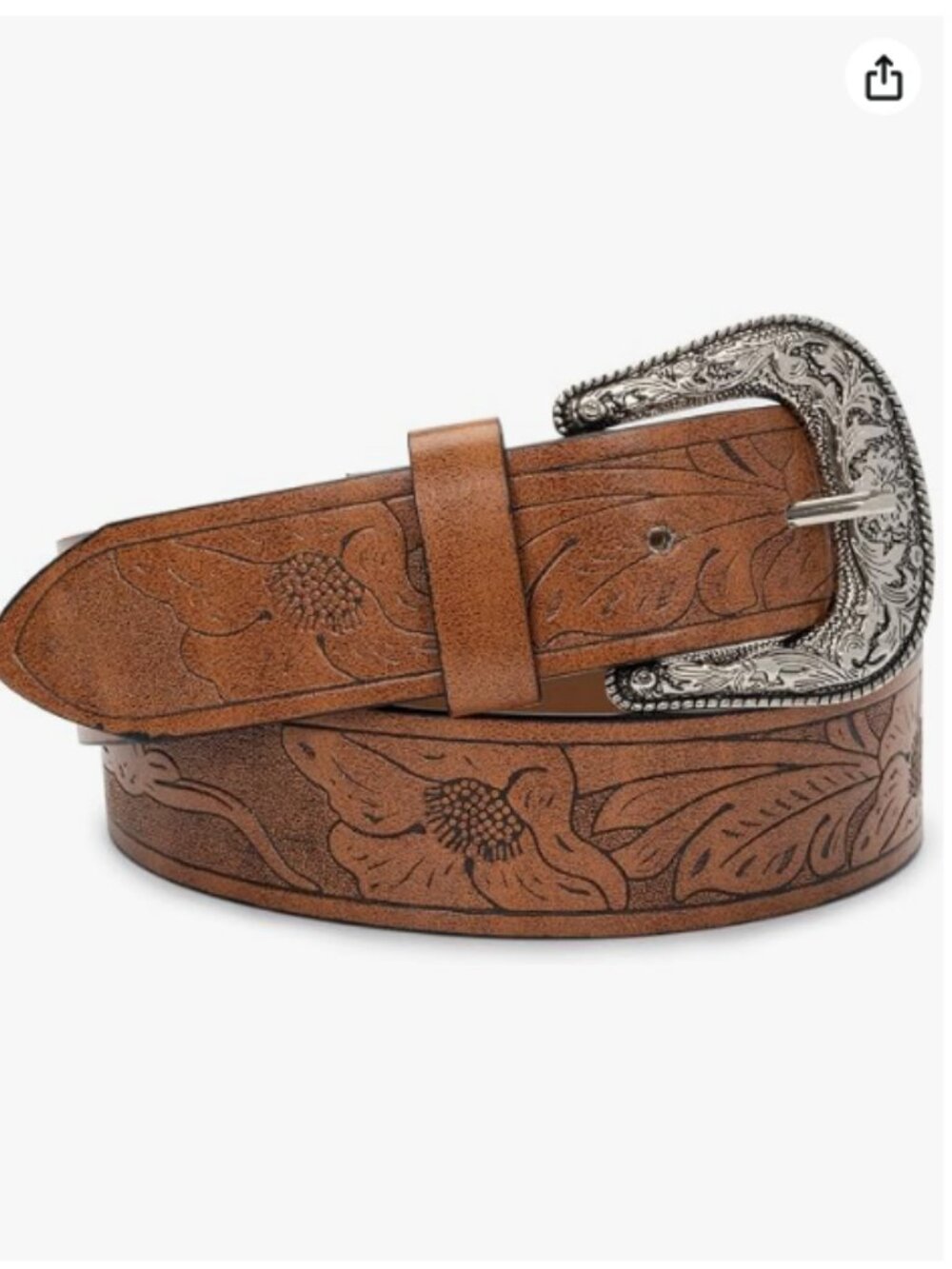 Western-Leather-Belts-Women Vintage Waist-Belts with Hollow Out Flower